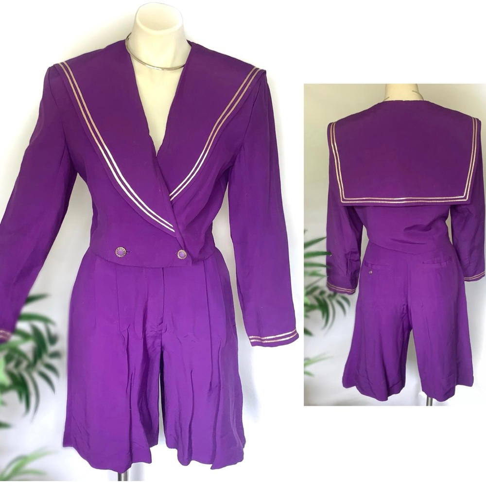 v i n t a g e :: 2 Pcs Set Sailor Nautical High Rise Shorts Blazer